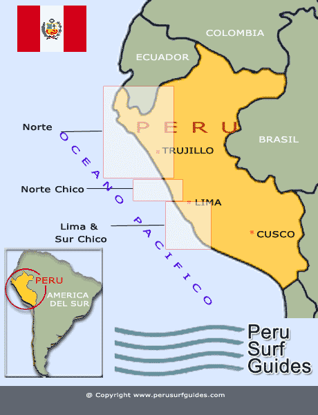 PERU SURF GUIDES MAP - PERU SURF MAP